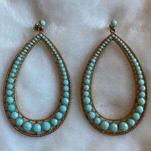 Elegant Filagree Gold Tone Teardrop Earrings 2 3/4”